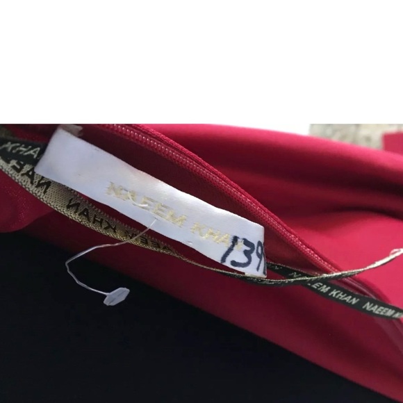 NAEEM KHAN One Shoulder Jersey Draped Train Gown - Picture 10 of 11